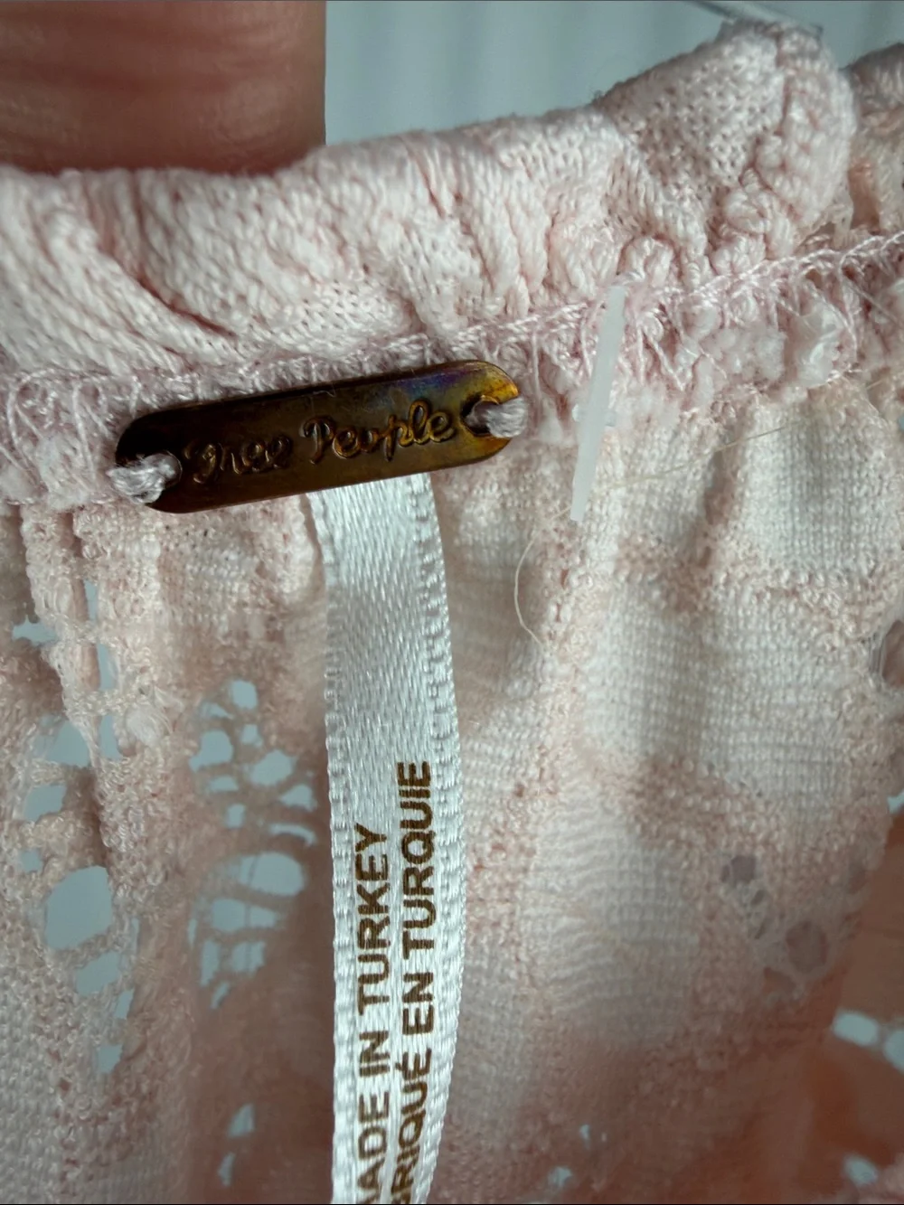 Free People Olivia Lace Top Blush Pink Balloon Sleeve Small